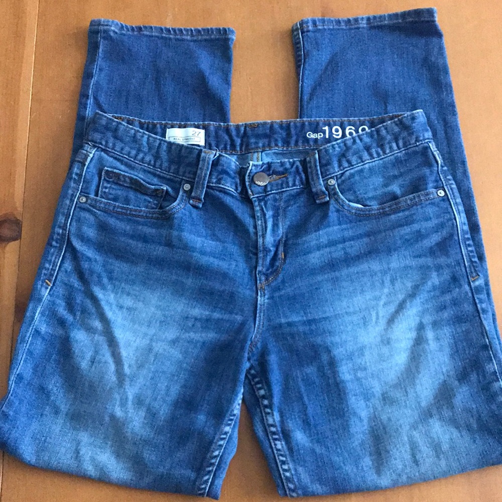 Gap Light Stone Wash Real Straight Jeans